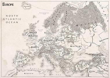 Detailed Map of Europe and Surroundings