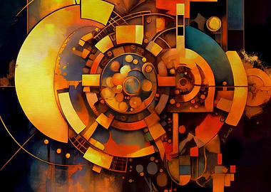 Other Solar System Abstract Geometric Art in Warm Tones