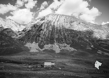 Montenegro Mountain Landscape Black and White