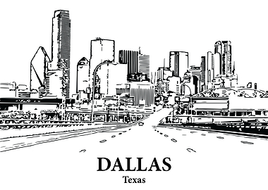 Dallas Texas Skyline Drawing