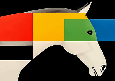 Abstract Horse Head with Color Blocks