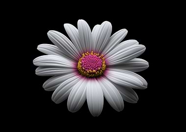 Daisy Flower on Black Background