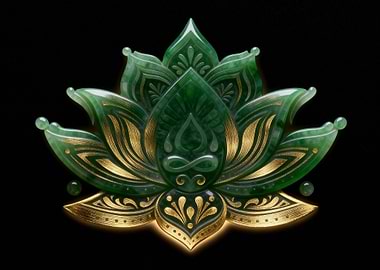 Jade Lotus Flower with Gold Accents