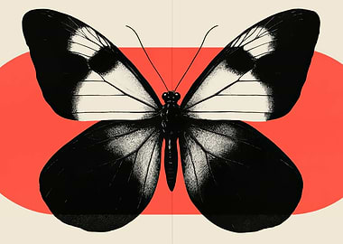 Butterfly Illustration with Red Accent