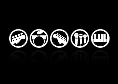 Musical Instruments Icons on Black Background