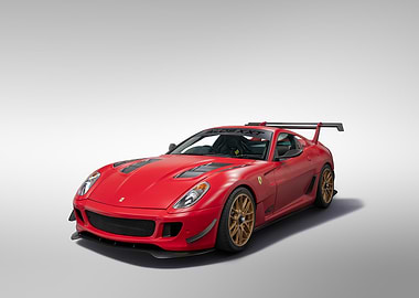 Red Ferrari 599XX on White Background