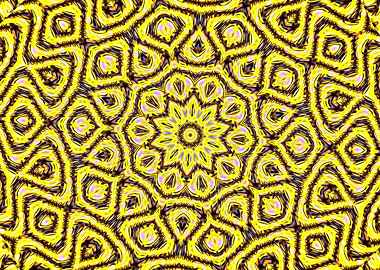 Yellow Geometric Kaleidoscope Pattern by Kristalin Davis