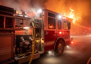 Firetruck at Burning Building
