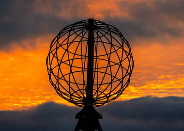 North Cape - Globe Sculpture at Sunset