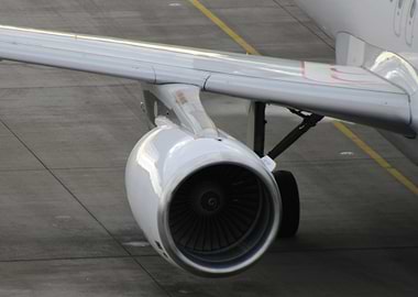 Airplane Engine and Wing Close-Up