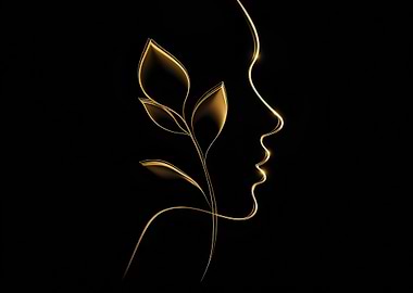 Golden Profile with Floral Accent