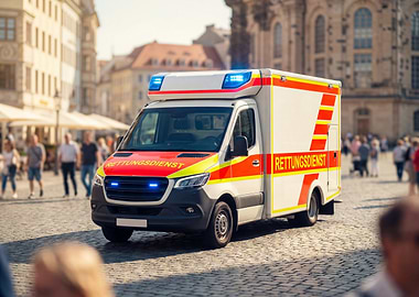 German Ambulance in City Square