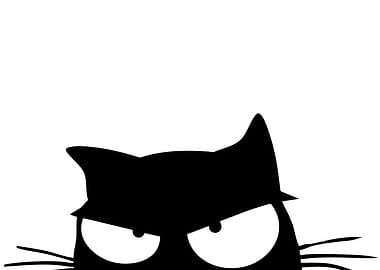 Grumpy Black Cat Peeking