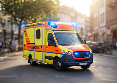 German Ambulance on City Street