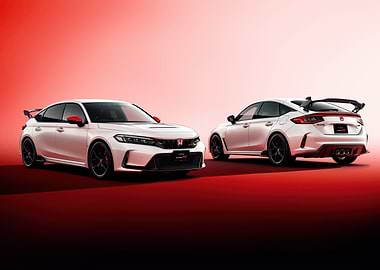 Two White Honda Civic Type R Cars