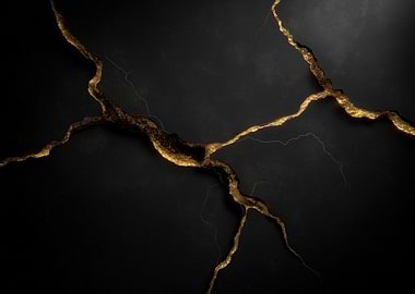 Black surface with golden cracks
