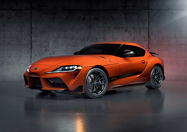 Orange Toyota Supra Car Studio Shot