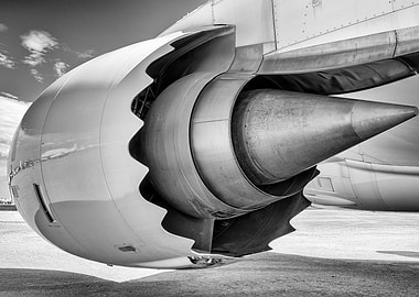 Monochrome PW-J9D Airplane Engine Close-Up