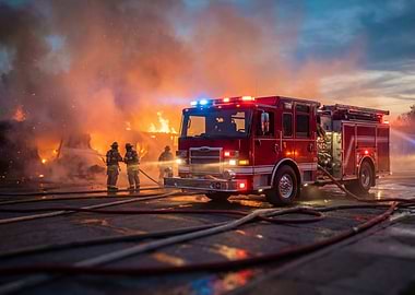 Firefighters battling a building fire