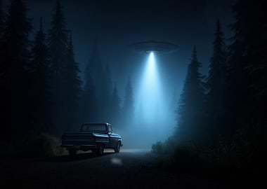 UFO sighting in a forest