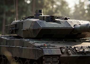 Camouflaged Tank in Forest Setting