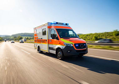 Ambulance speeding on highway