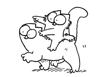 Two Cartoon Cats Playing