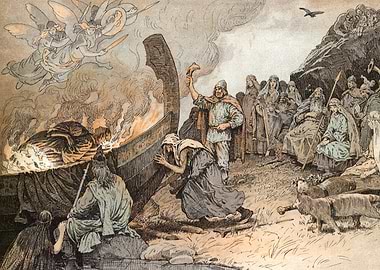 Baldr's Funeral Pyre Viking Pagan Art
