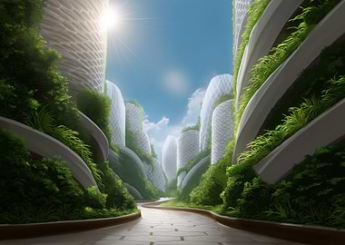 Futuristic Green Cityscape