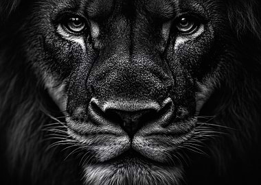 Lion Portrait in Black and White