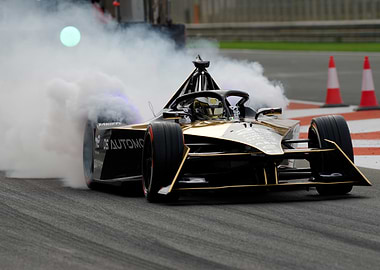 Formula E Race Car in Action