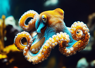Colorful Octopus in the Deep Sea