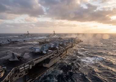 Aircraft Carrier at Sea