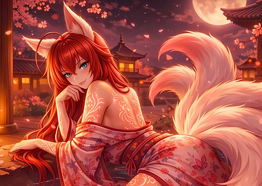 Anime Fox Girl in Kimono