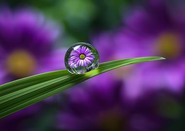 Flower in a water drop