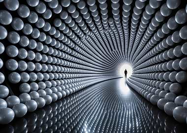 Spherical Tunnel with Figure at End