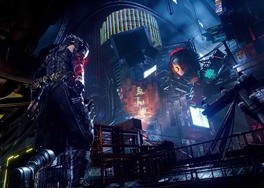 Cyberpunk Ninja in Futuristic Cityscape