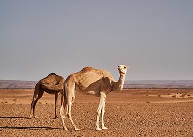 Camels in the Desert Landscape