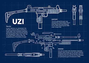 Uzi Submachine Gun Blueprint