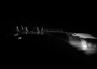 Electric Guitar Close-Up in Black and White