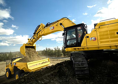 Caterpillar Excavator and Dump Truck