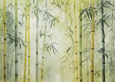 Watercolor Bamboo Forest