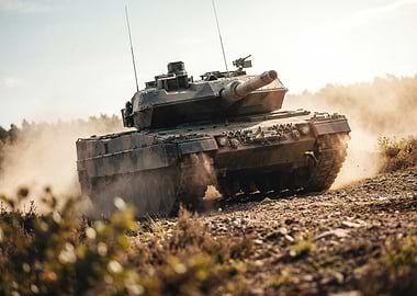 Camouflaged Tank in Action