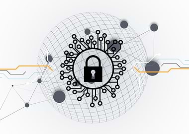 Cyber Security Lock on Global Network