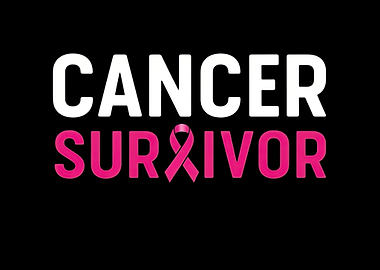 Cancer Survivor Text with Pink Ribbon