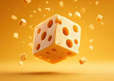 Cheese Cube with Floating Cheese Pieces