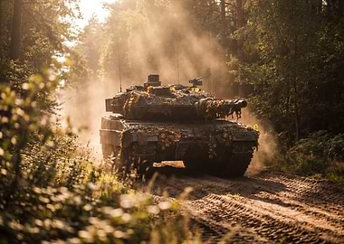Camouflaged Tank in Forest