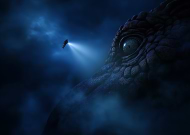 Diver and Giant Creature Encounter