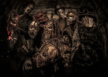 Group of People in Scary Masks