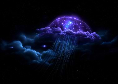 Nebula Cloudscape with Light Streams